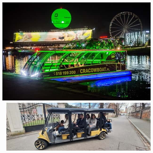 City Tour Cracow golf car plus Cruise on the Vistula River. - Church of St. Francis, Bishop’s Palace, and Wawel Hill views