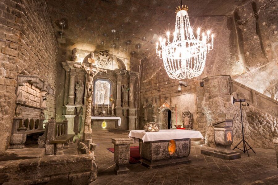 From Krakow: Wieliczka Salt Mine Half-Day Guided Tour - Chapel of the Blessed Kinga: Salt Chandeliers and Religious Figurines