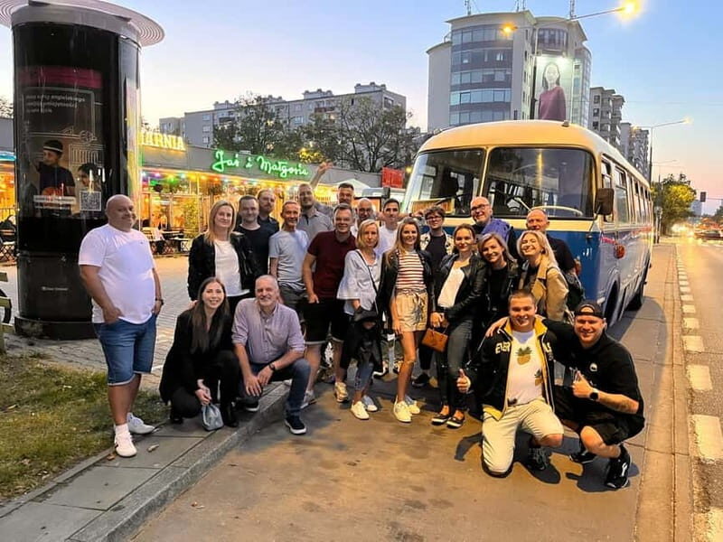 Warsaw: "Cheers on Wheels" Vodka Tasting Tour by Retro Bus - The welcome shot at the Palace of Culture and Science